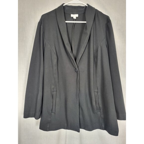 J.Jill Ponte Knit jacket Blazer Women's (L) Black Single Button Shawl Collar - Picture 1 of 8